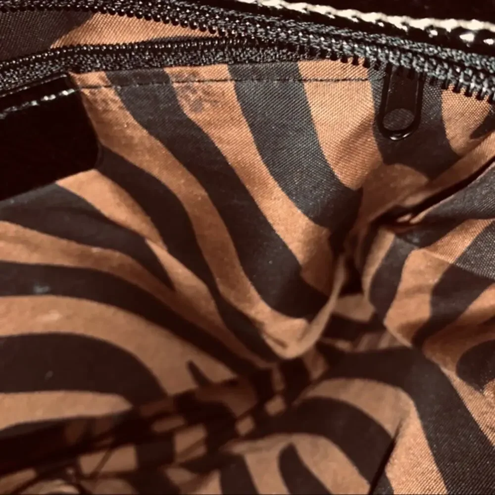Zebra print big flower floral  rhinestone handbag‎ shoulder bag large - Picture 10 of 10